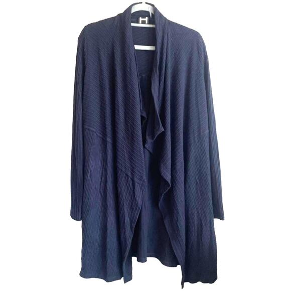 H by Bordeaux Womens Open Cardigan Navy Long Line Minimalist Capsule Neutral - Picture 1 of 9